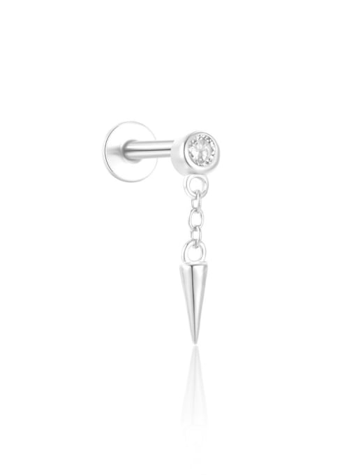 Single Platinum 5 925 Sterling Silver Cubic Zirconia Geometric Tassel Dainty Single Earring