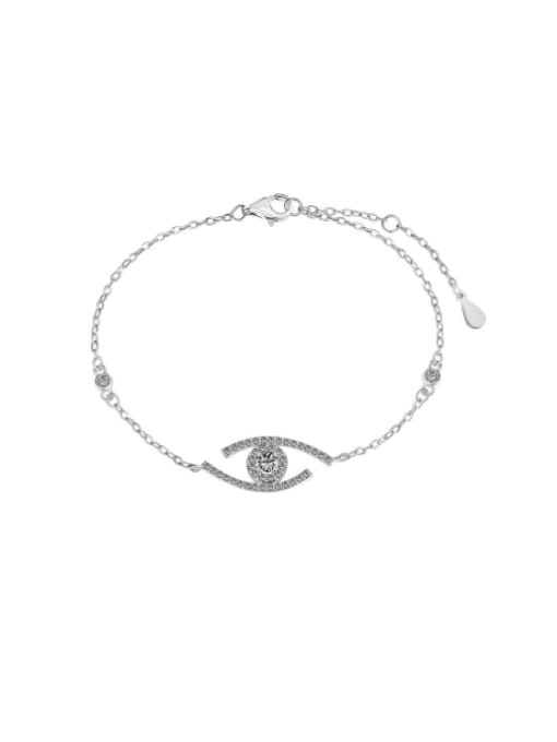 STL-Silver Jewelry 925 Sterling Silver Cubic Zirconia Evil Eye Dainty Link Bracelet 0
