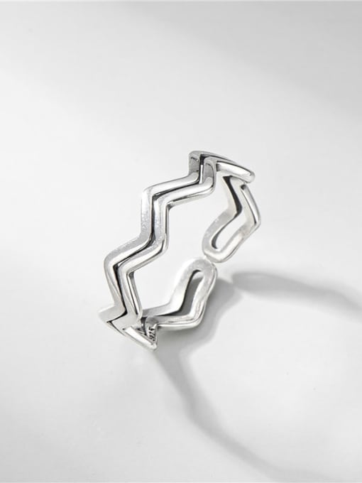 Water ripple ring 925 Sterling Silver Irregular Vintage  Water Ripple Stackable Ring