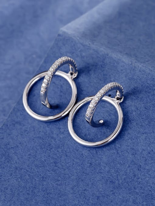 A&T Jewelry 925 Sterling Silver Cubic Zirconia Geometric Minimalist Drop Earring 2