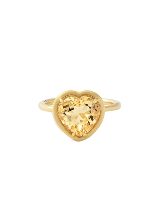 Golden +yellow 925 Sterling Silver Cubic Zirconia Heart Minimalist Band Ring