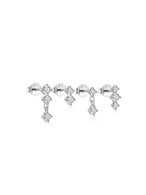 4 pieces per set in platinum 925 Sterling Silver Cubic Zirconia Geometric Minimalist Stud Earring