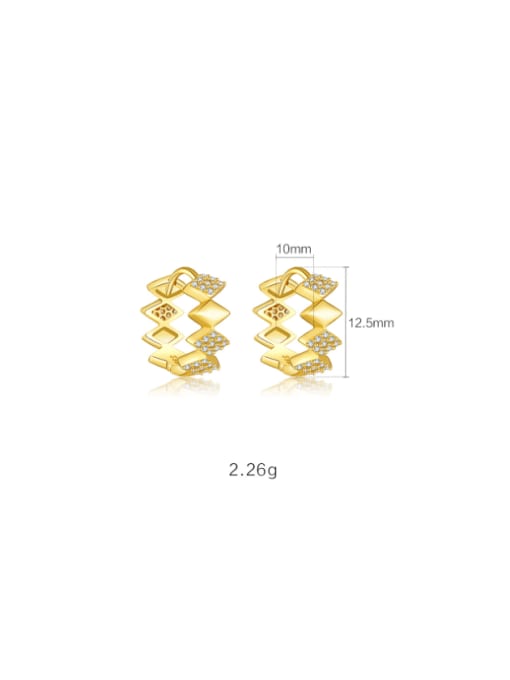 MME1143 2 925 Sterling Silver Cubic Zirconia Geometric Minimalist Huggie Earring