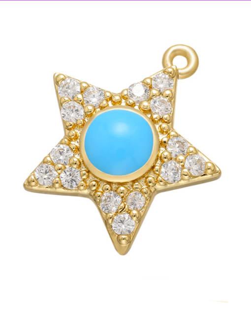 Blue White Diamond Brass Diamond Gold Plated Five-pointed Star Pendant