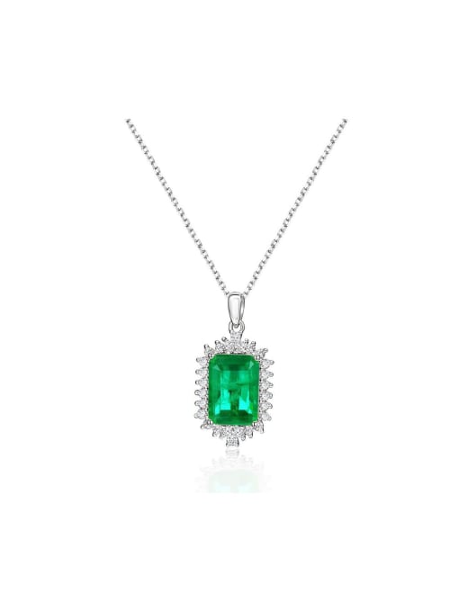 A&T Jewelry Geometric 925 Sterling Silver Cubic Zirconia Green Vintage Pendant 0