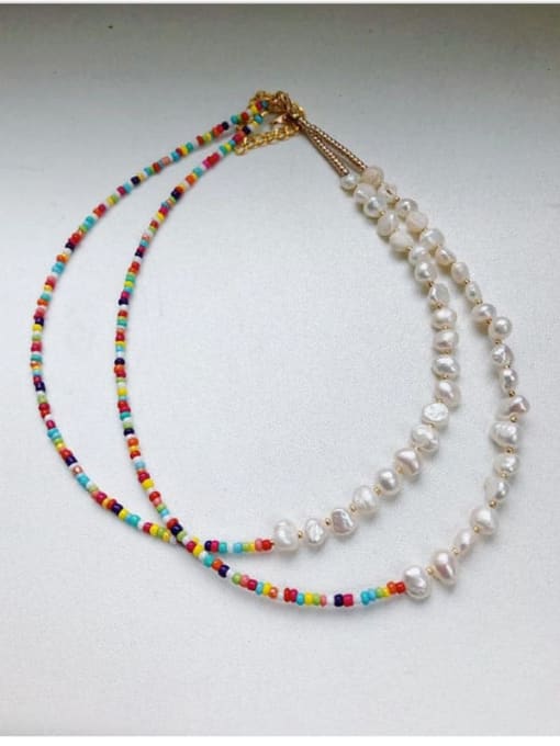 W.BEADS Freshwater Pearl Multi Color Bohemia Beaded Necklace 1