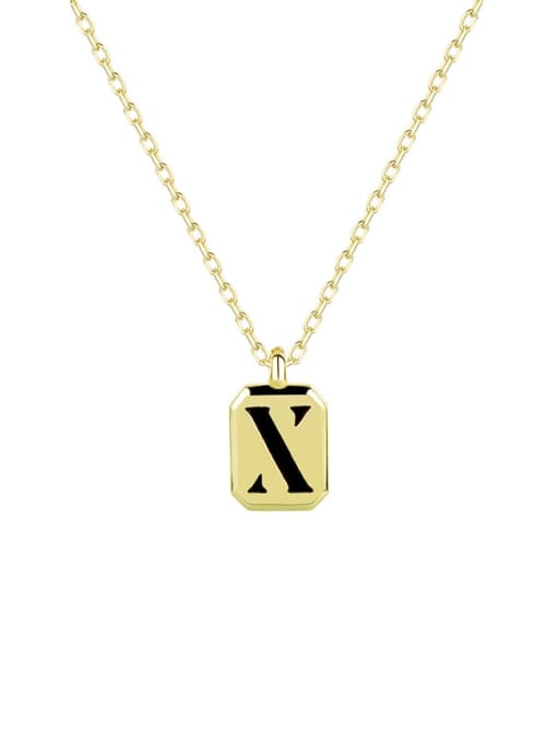 YA0237 gold black agate X 925 Sterling Silver Carnelian Geometric Vintage Necklace