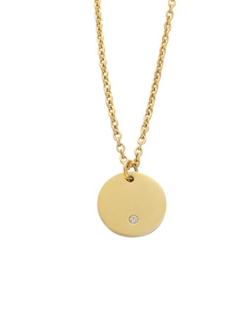 golden Stainless steel Rhinestone Round Minimalist Necklace