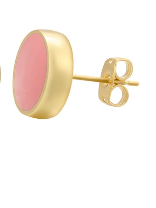 Pink 10m Brass Enamel Round Minimalist Stud Earring