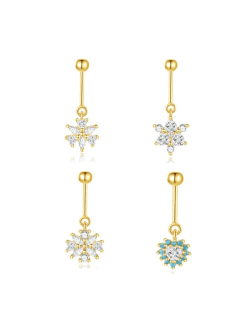YUANFAN 925 Sterling Silver Cubic Zirconia Flower Minimalist Single Earring 0