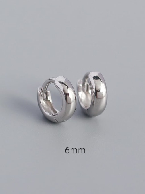6mm white gold 925 Sterling Silver Geometric Minimalist Huggie Earring