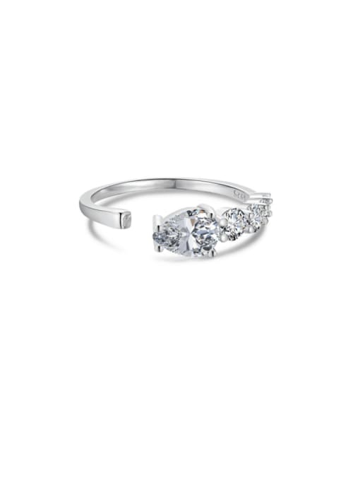 DY120761 S W WH 925 Sterling Silver Cubic Zirconia Water Drop Dainty Stackable Ring