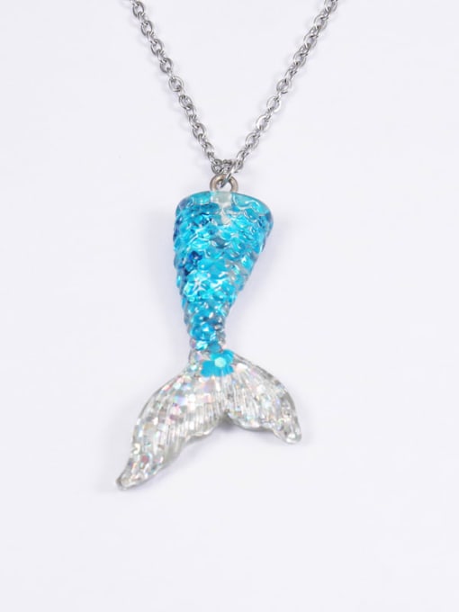 Color 5 Stainless steel Resin  Cute Wind Fish Tail Pendant Necklace