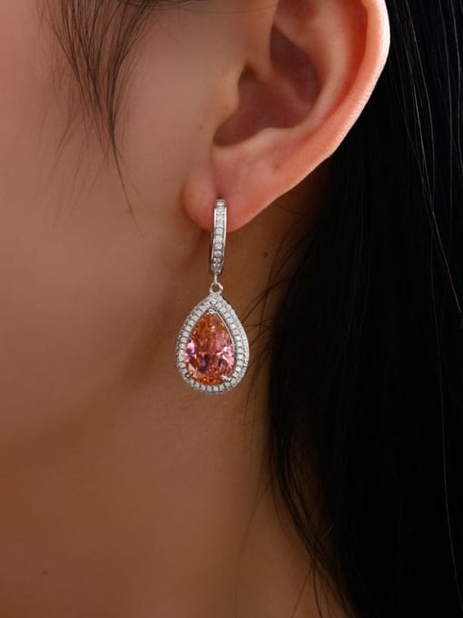 A&T Jewelry 925 Sterling Silver High Carbon Diamond Water Drop Luxury Cluster Earring 1