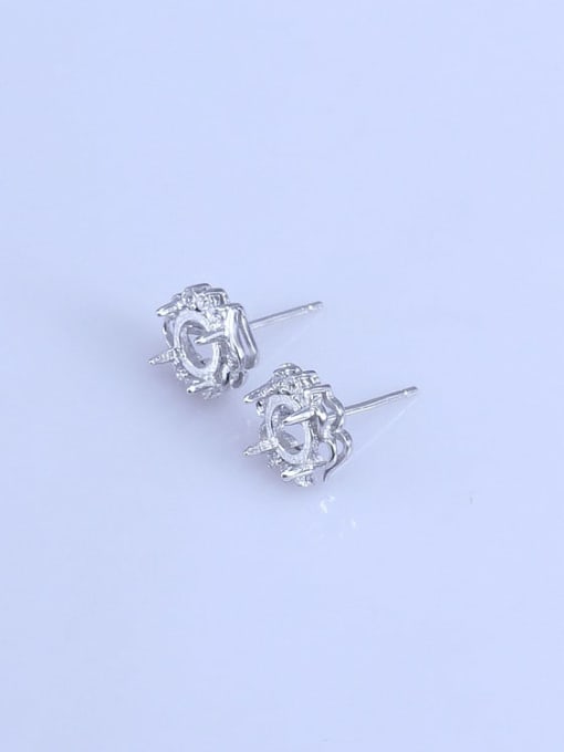 Supply 925 Sterling Silver 18K White Gold Plated Geometric Earring Setting Stone size: 6*6mm 1