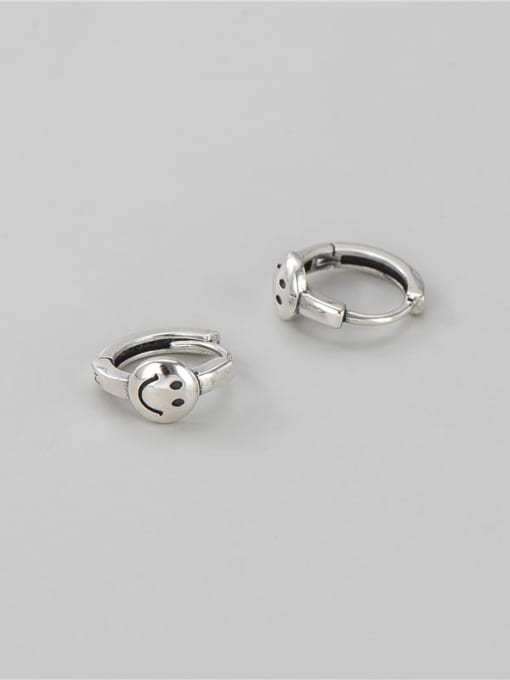 Smiling face ear ring 925 Sterling Silver Smiley Minimalist Huggie Earring
