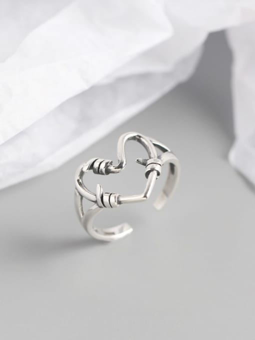 ACEE 925 Sterling Silver Heart Trend Band Ring 1