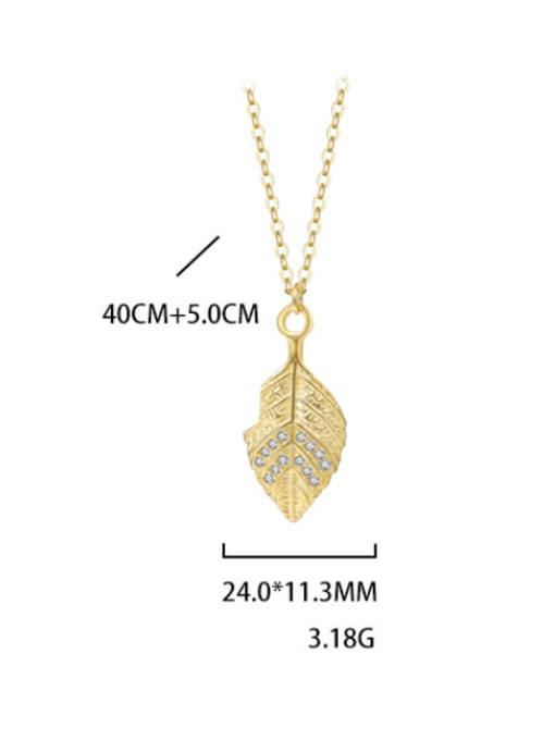 YUANFAN 925 Sterling Silver Cubic Zirconia Leaf Minimalist Necklace 3