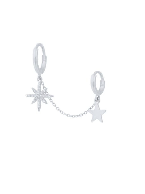 YUANFAN 925 Sterling Silver Pentagram Minimalist Huggie Earring 2