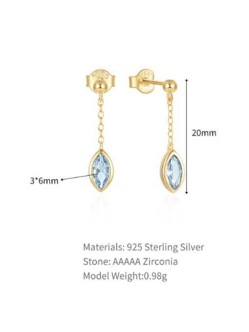 YUANFAN 925 Sterling Silver Cubic Zirconia Geometric Dainty Threader Earring 4