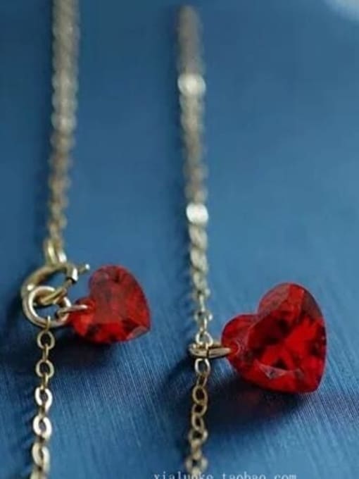 ZEMI 925 Sterling Silver Crystal Red Heart Dainty Necklace