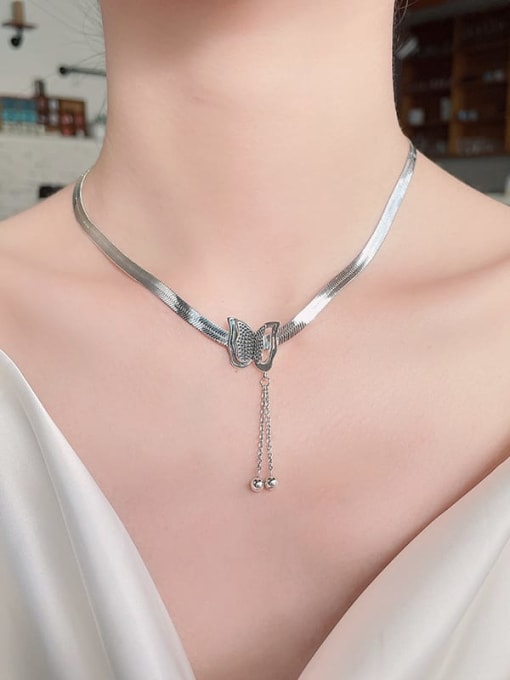 TAIS 925 Sterling Silver Butterfly Vintage Lariat Necklace 1