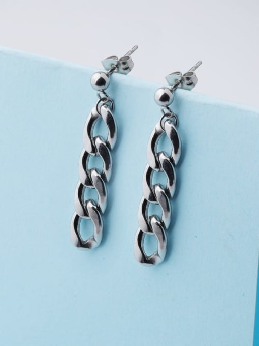 Steel color Stainless steel Chain Hip Hop Drop Earring