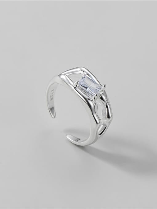 Zircon hollow ring 925 Sterling Silver Cubic Zirconia Geometric Vintage Band Ring