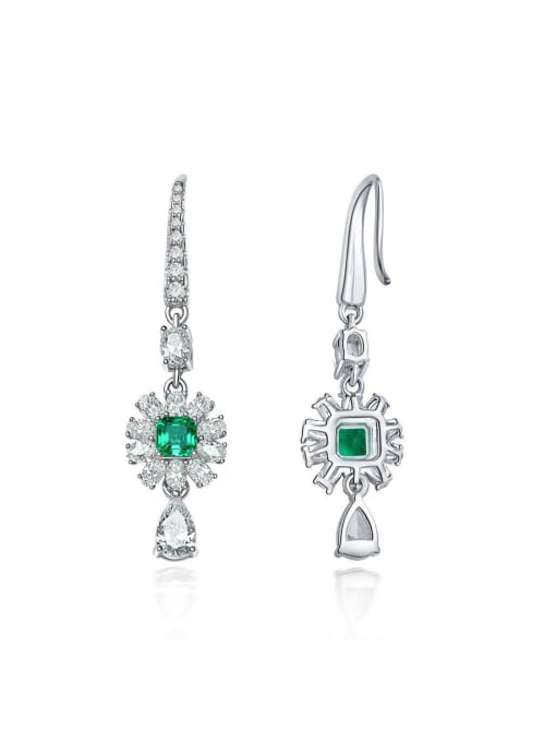 A&T Jewelry 925 Sterling Silver High Carbon Diamond Green Water Drop Luxury Drop Earring 0