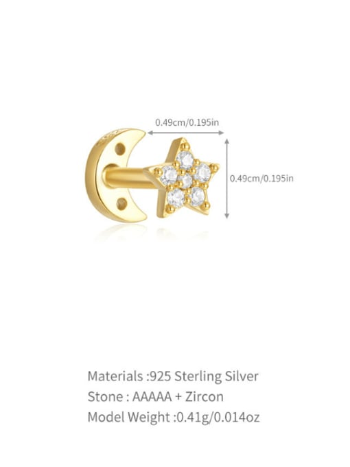 Single Gold 10 925 Sterling Silver Cubic Zirconia Geometric Minimalist Single Earring