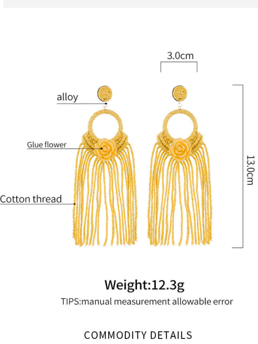 JMI Alloy Cotton Tassel  FLower bohemian  hand-woven  drop earrings 2