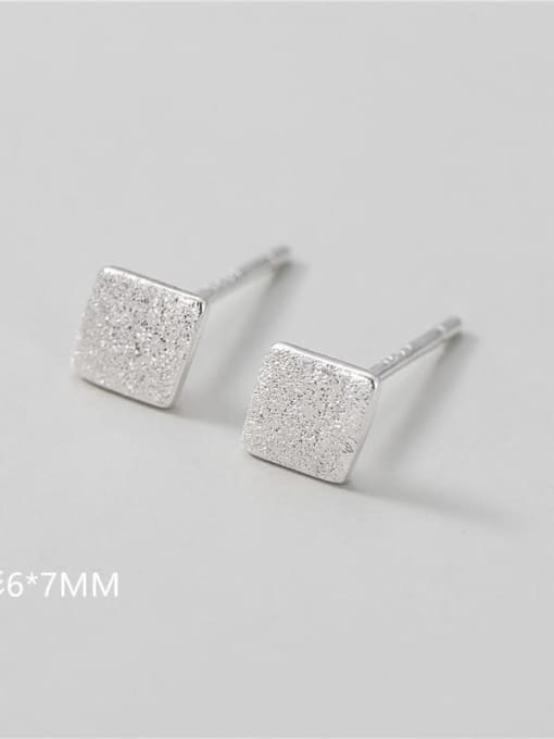 Diamond 6*7mm 925 Sterling Silver Geometric Minimalist Stud Earring