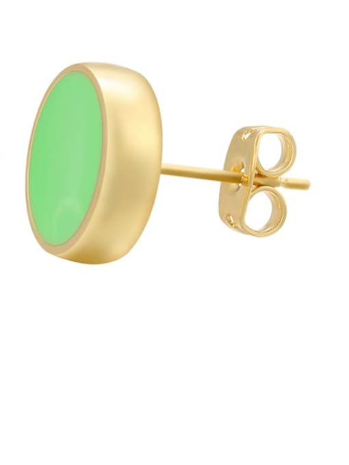 Green 6M Brass Enamel Round Minimalist Stud Earring
