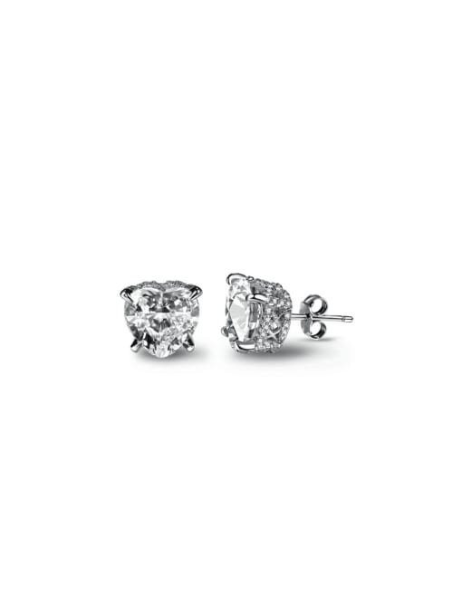 NE1D0002()10MM 925 Sterling Silver Cubic Zirconia Heart Dainty Stud Earring