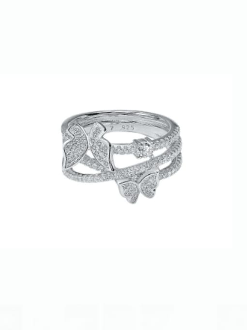 A&T Jewelry 925 Sterling Silver Cubic Zirconia Butterfly Luxury Stackable Ring