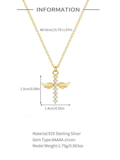 YUANFAN 925 Sterling Silver Cubic Zirconia Cross Minimalist Necklace 2