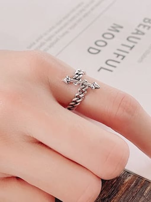 TAIS 925 Sterling Silver Irregular Chain Vintage Band Ring 1
