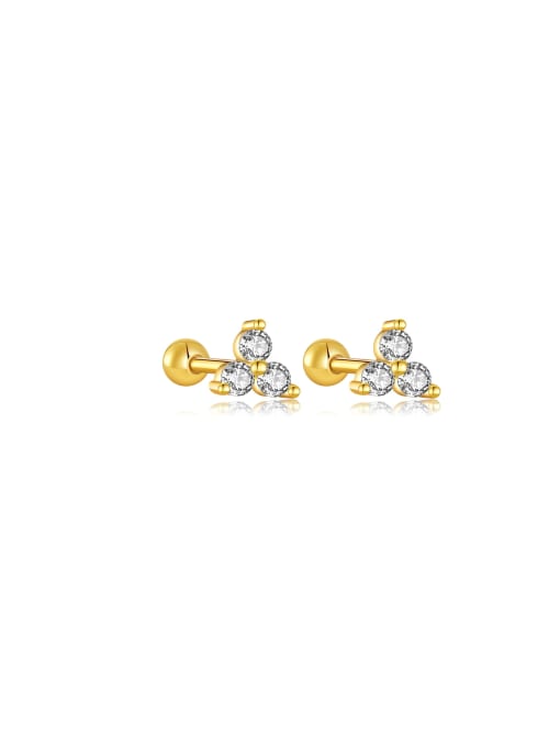 MZ- Silver 925 Sterling Silver Cubic Zirconia Geometric Dainty Stud Earring 0