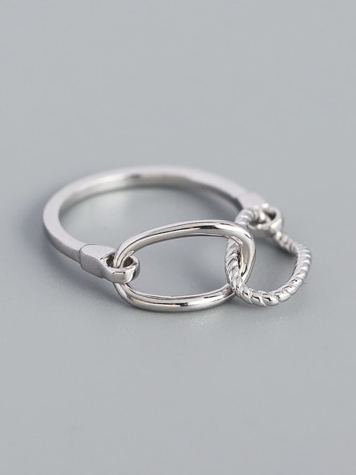 Platinum 925 Sterling Silver Hollow Geometric Minimalist Band Ring