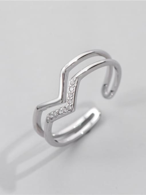 ARTTI 925 Sterling Silver Cubic Zirconia Geometric Minimalist Stackable Ring 3