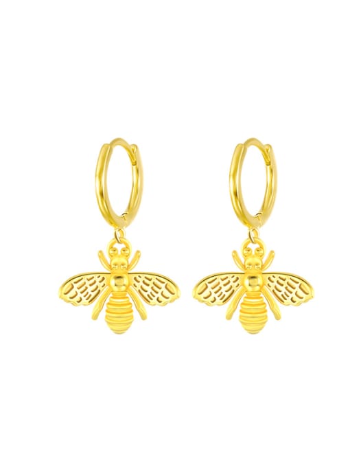 golden 925 Sterling Silver Bee Minimalist Huggie Earring