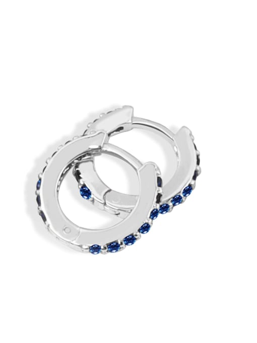 Blue diamond (platinum) 925 Sterling Silver Cubic Zirconia Geometric Minimalist Huggie Earring