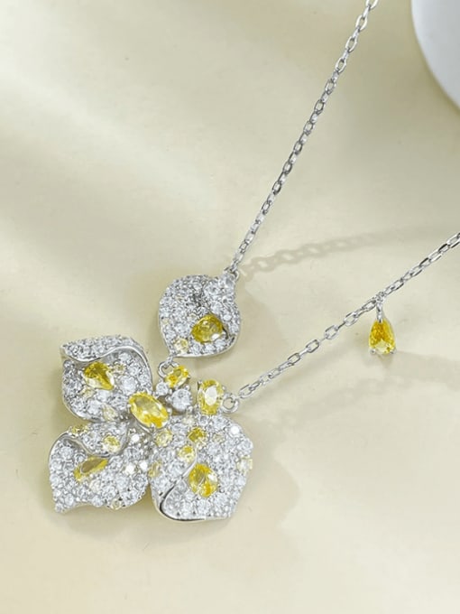 M&J 925 Sterling Silver Cubic Zirconia Flower Luxury Necklace 1