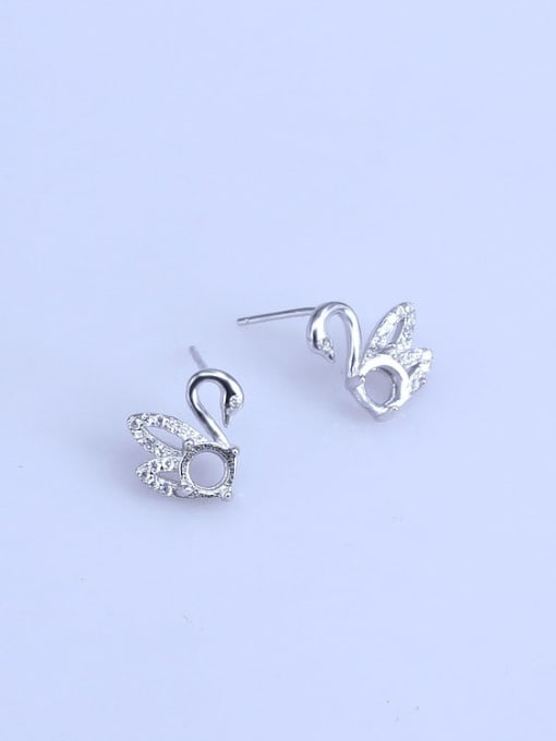 Supply 925 Sterling Silver 18K White Gold Plated Round Earring Setting Stone size: 5*5mm 2