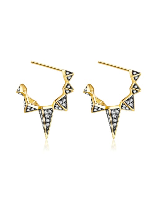 18K gold (black and white) 925 Sterling Silver Cubic Zirconia Geometric Dainty Stud Earring