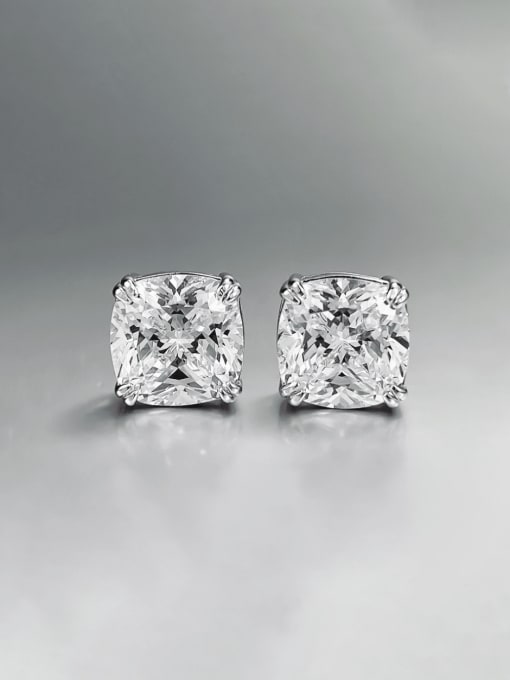 M&J 925 Sterling Silver Cubic Zirconia Square Dainty Stud Earring
