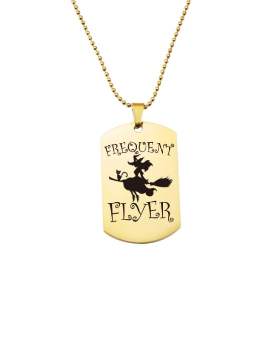 golden Stainless Steel Army Brand Laser Christmas Easter Series Pendant Necklace