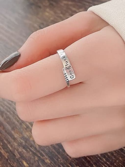 TAIS 925 Sterling Silver Letter Vintage Band Ring 1