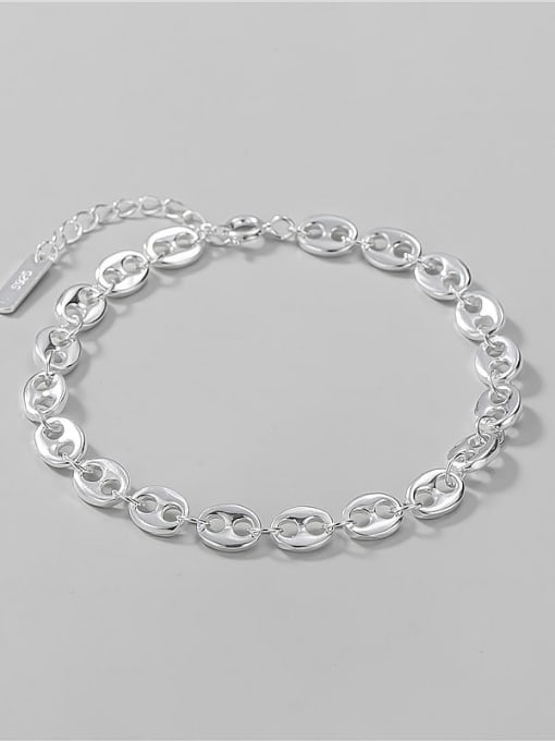 silver 925 Sterling Silver Geometric Minimalist Link Bracelet