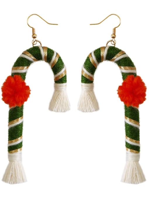 Green e68847 Multi Color Cotton thread Crutch Ethnic Pure handmade Weave Earring